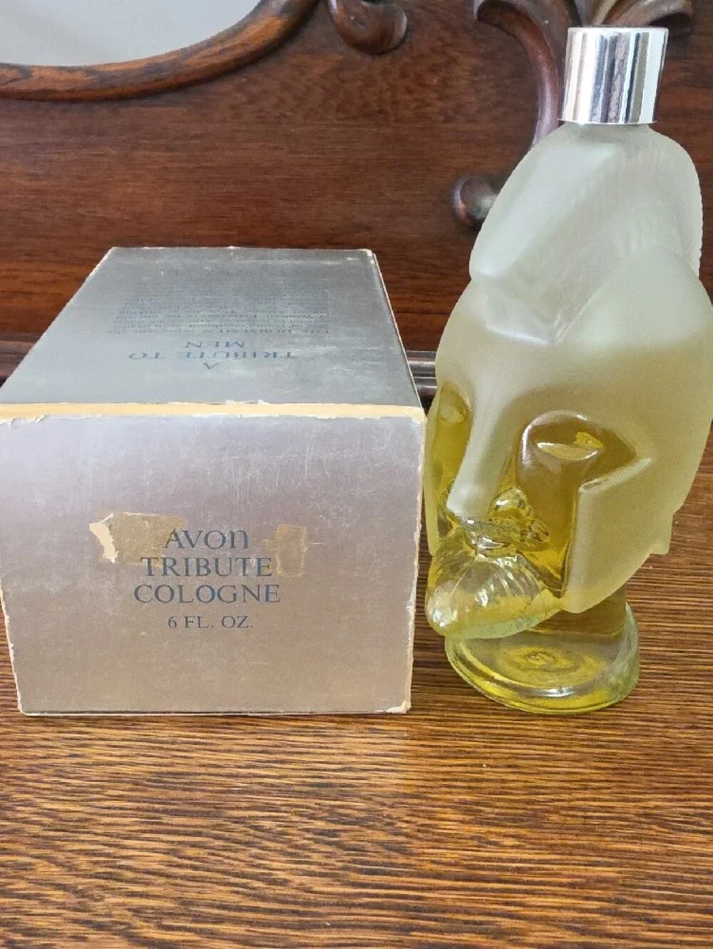 Avon Helmet-Shaped Frosted Glass Bottle - Decorative Accent